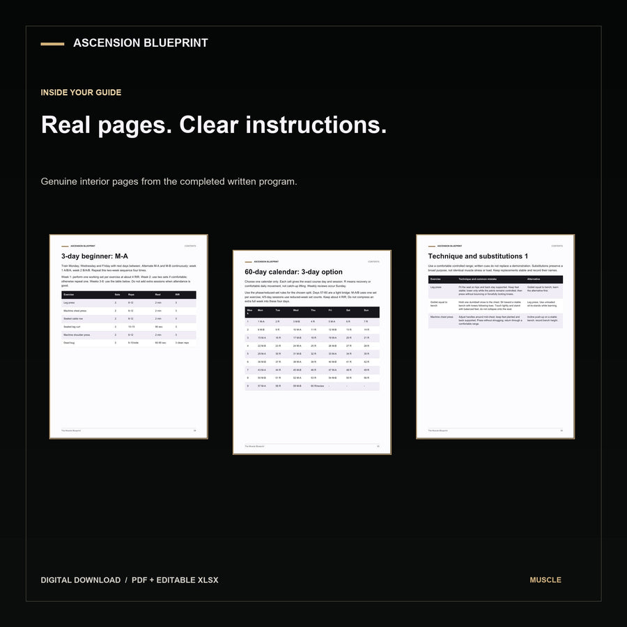 muscle Blueprint inside. Digital download; actual completed guide and tool previews.